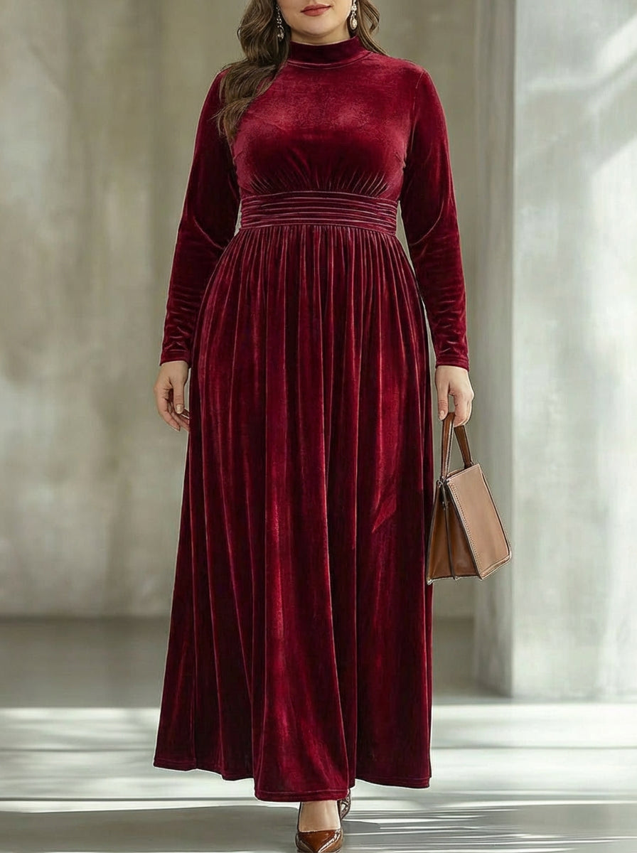 Isabeau | Pleated Velvet Maxi Dress