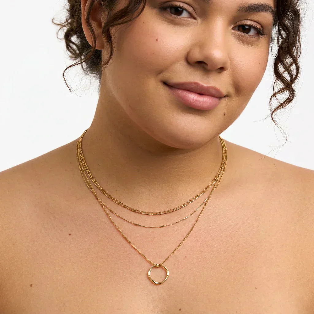 Vesper Circle Three Row Necklace | Gold