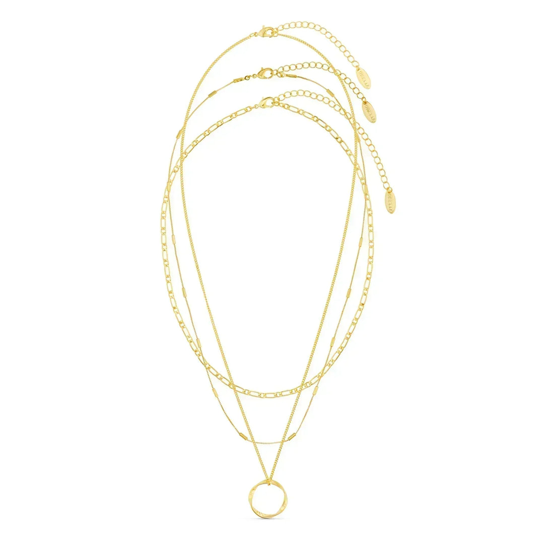Vesper Circle Three Row Necklace | Gold