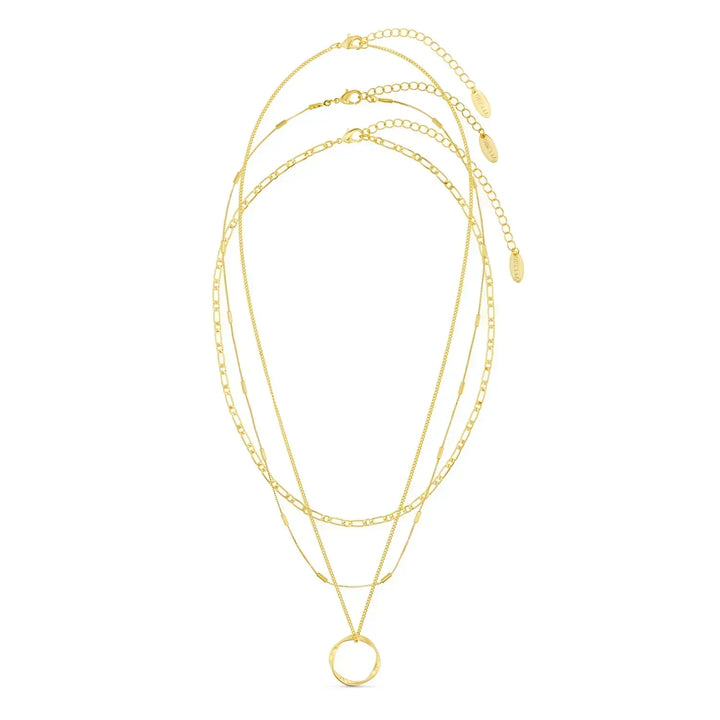 Vesper Circle Three Row Necklace | Gold