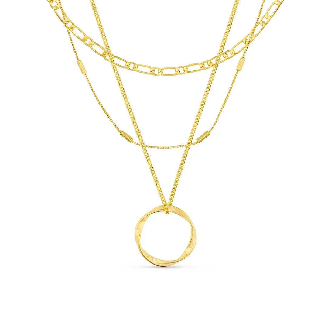 Vesper Circle Three Row Necklace | Gold
