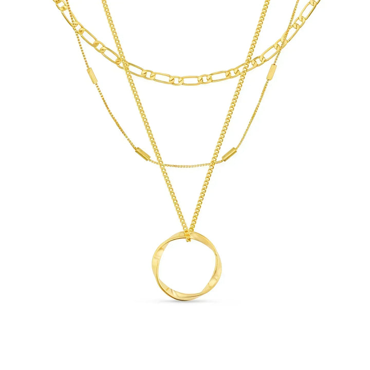 Vesper Circle Three Row Necklace | Gold
