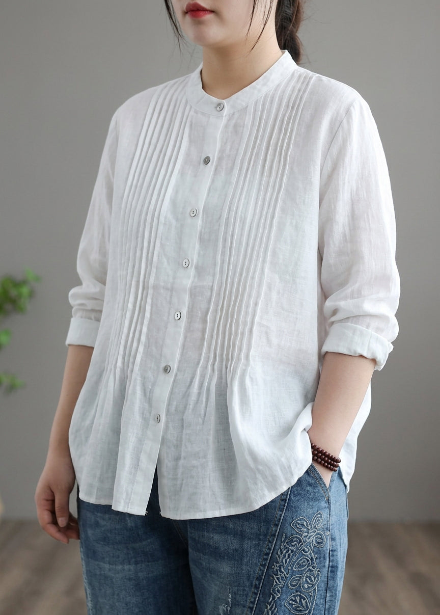 Cosima - Organic White Linen Shirt Tunics Women Ramie Blouse