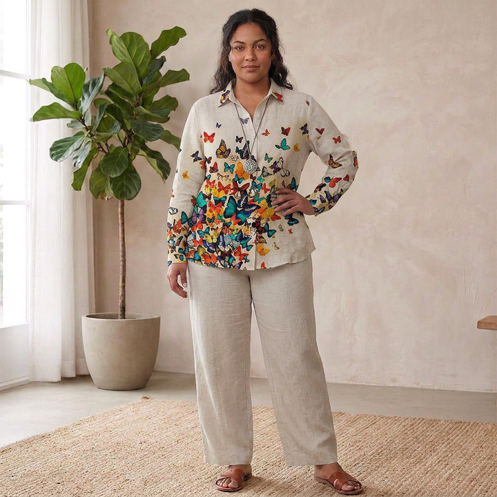 Perdita Floral &amp; Butterfly Print Women’s Shirt: Effortless Everyday Style