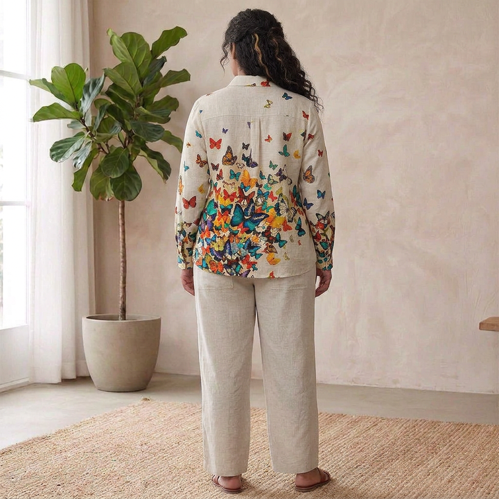 Perdita Floral &amp; Butterfly Print Women’s Shirt: Effortless Everyday Style