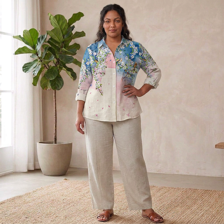 Perdita Floral &amp; Butterfly Print Women’s Shirt: Effortless Everyday Style