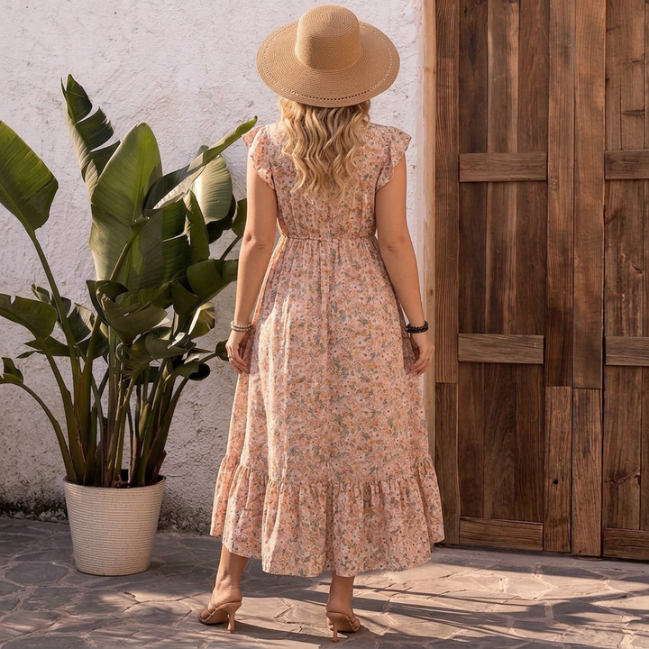 Pia - Floral Ruffle Wrap Maxi Dress