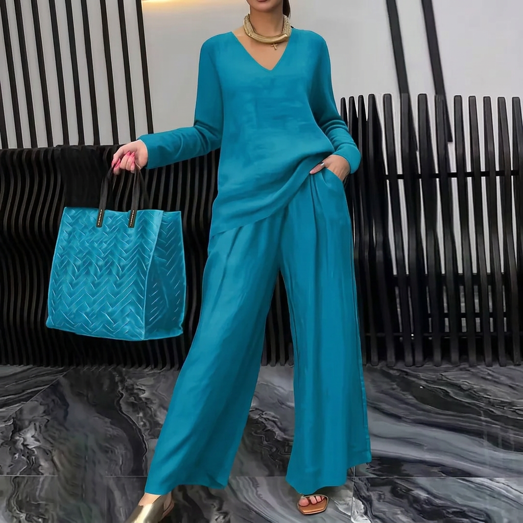 Pia - Women Cotton V-neck Co-Ord Set
