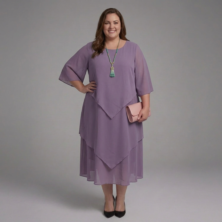 Rhea | Midi Dress with Layered Sleeves