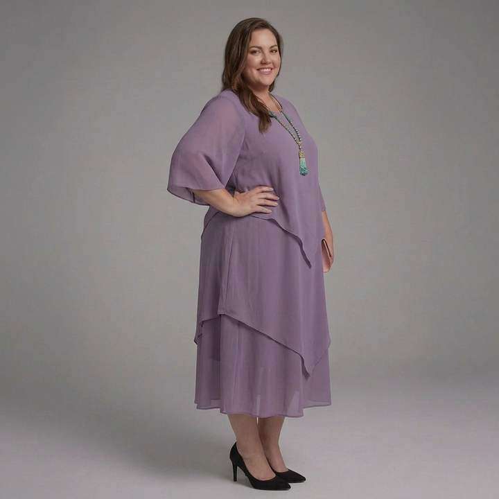 Rhea | Midi Dress with Layered Sleeves