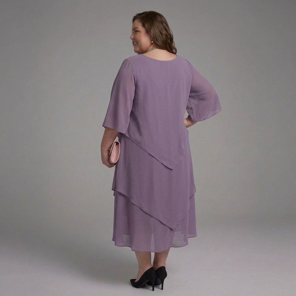 Rhea | Midi Dress with Layered Sleeves