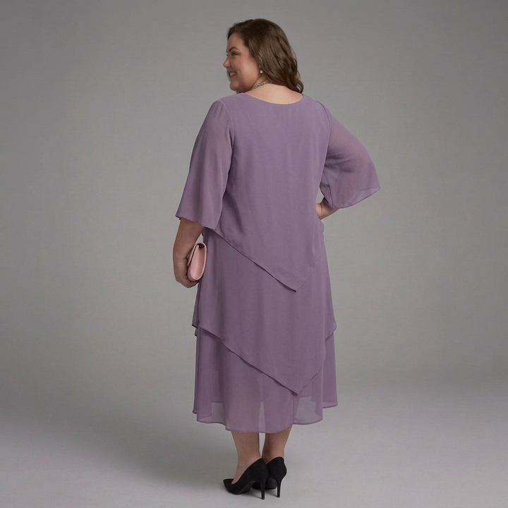 Rhea | Midi Dress with Layered Sleeves