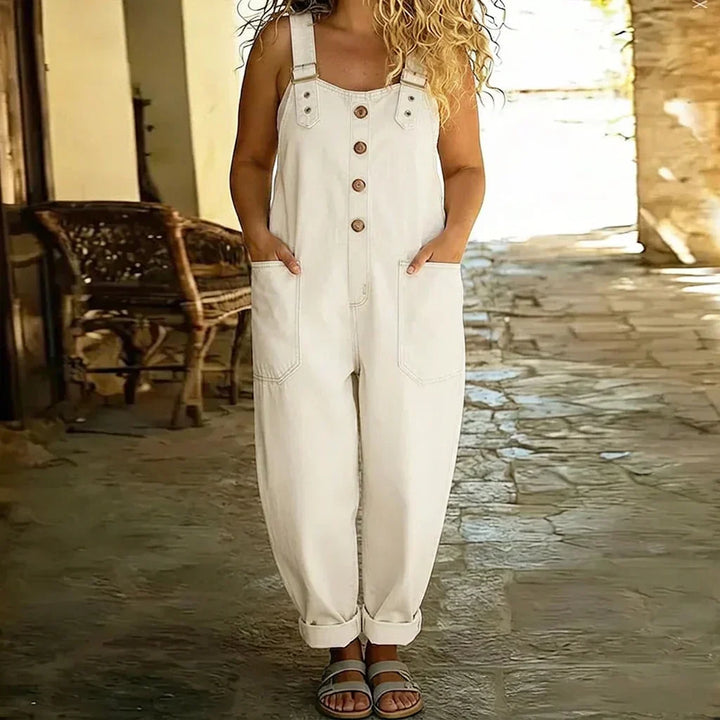Demi | Vintage Soft Cotton Denim-Look Overalls with Adjustable Straps