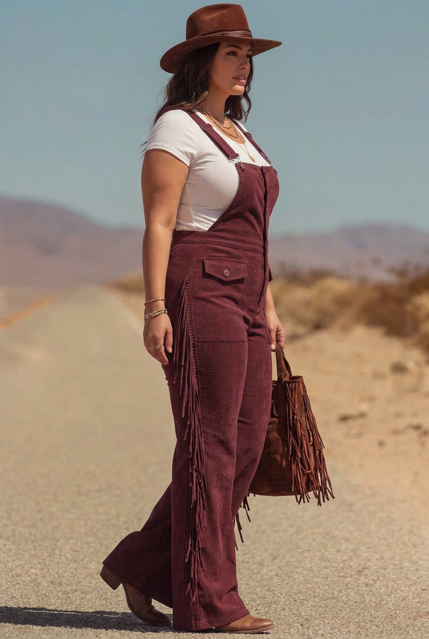 Salma - Boho Micro-Suede Overalls