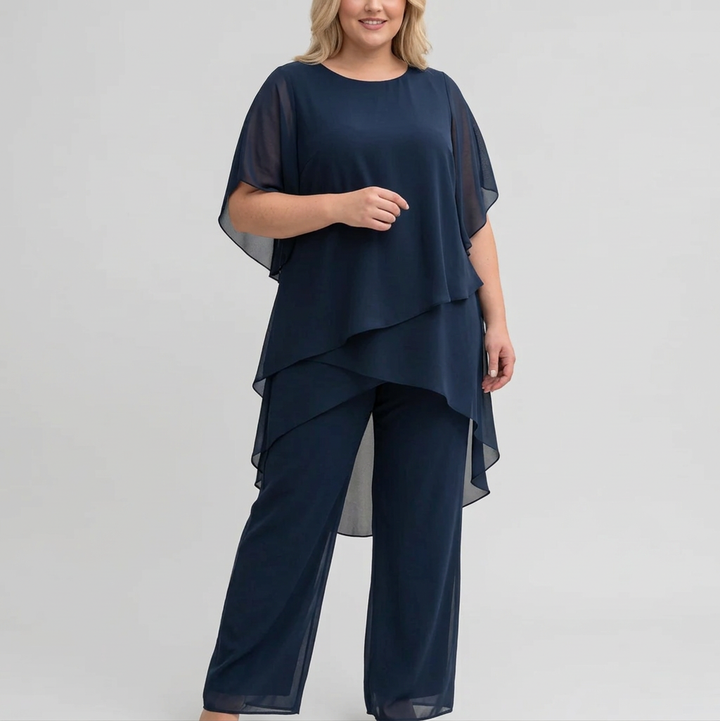 Isolde | Suit with draped palazzo Trousers