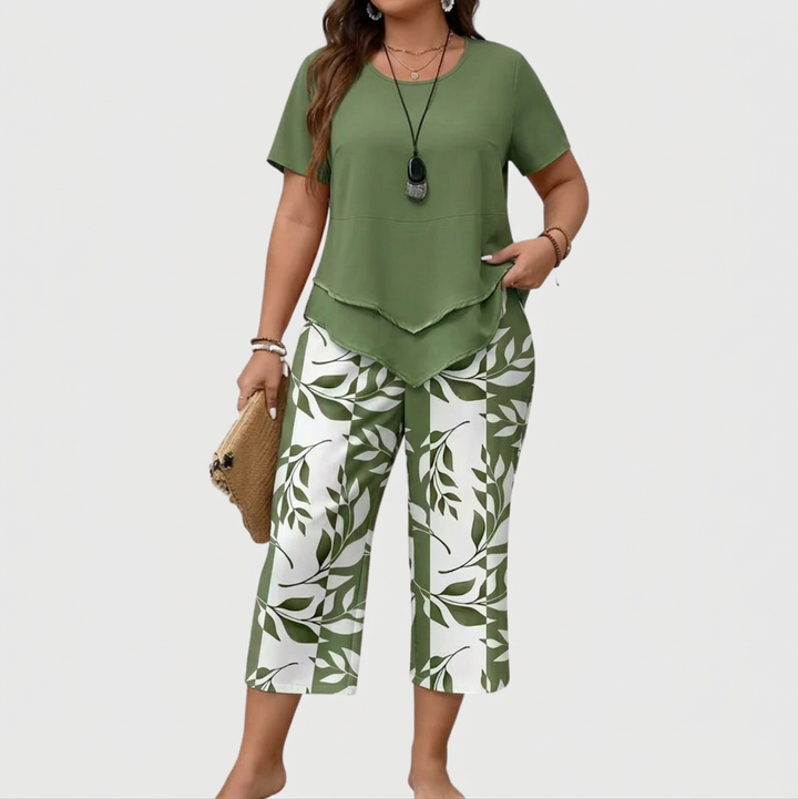 Cosima | Casual Leaf Print Two-Piece Set