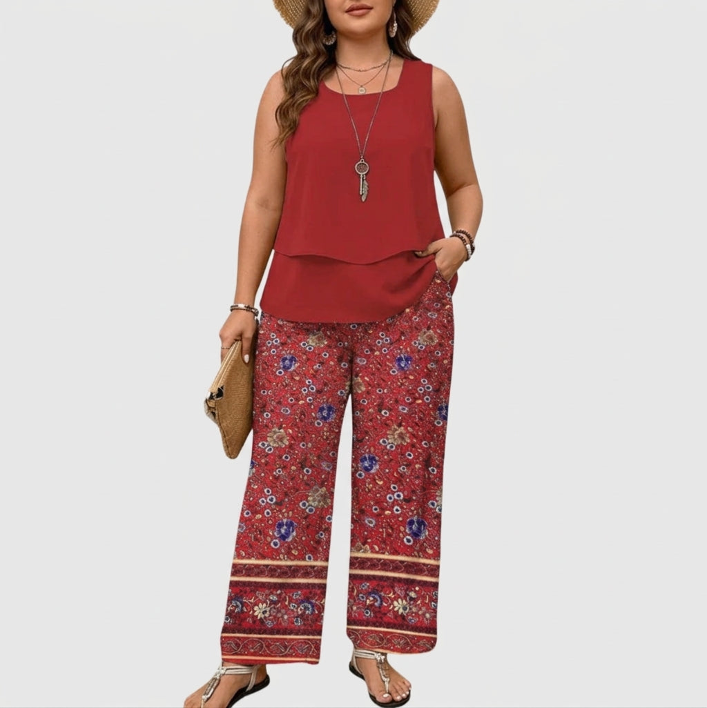 Ysolde | Sleeveless Top And Wide-Leg Trousers Set