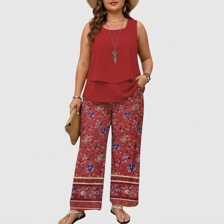 Ysolde | Sleeveless Top And Wide-Leg Trousers Set