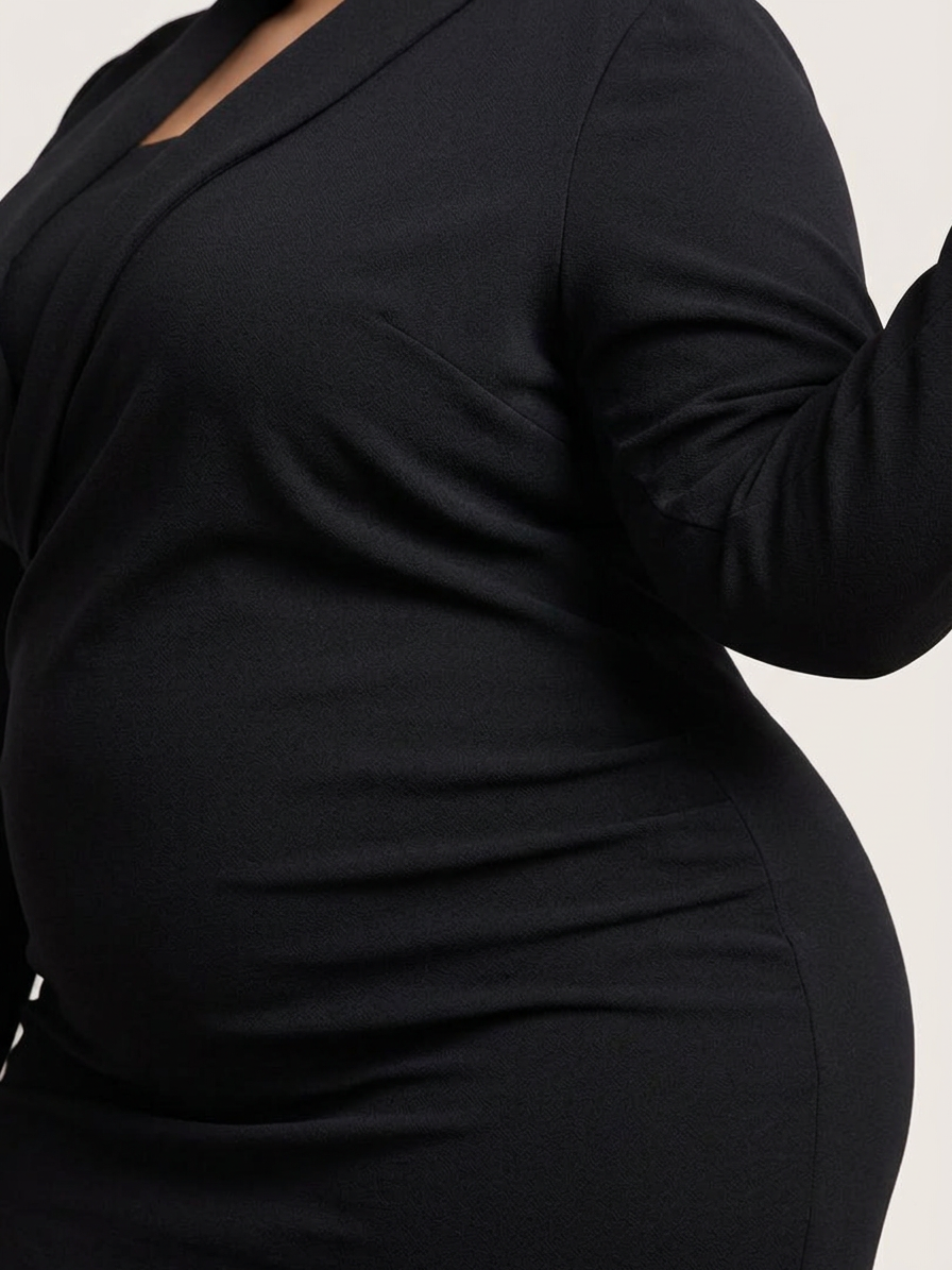 Amina | Asymmetrical Midi Dress with Coat Sleeve and Defined Waist