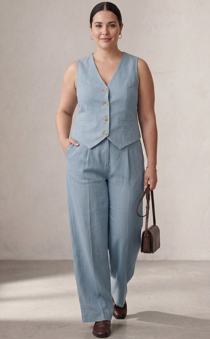 Seraphina – Co-ord Set Elegant Two-Piece With Waistcoat &amp; Trousers Wide-Leg