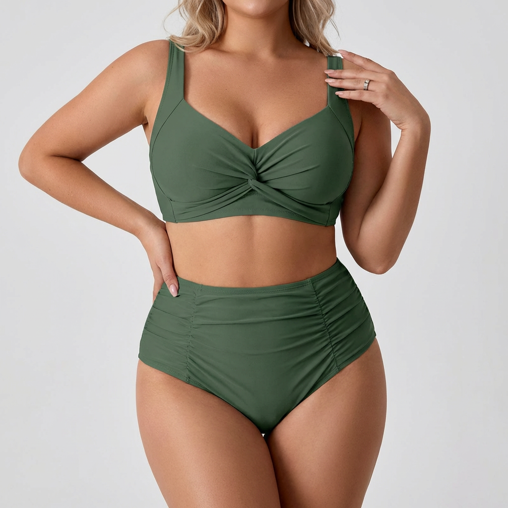 Ingrid | Bandeau Bikini with Gathered Fabric
