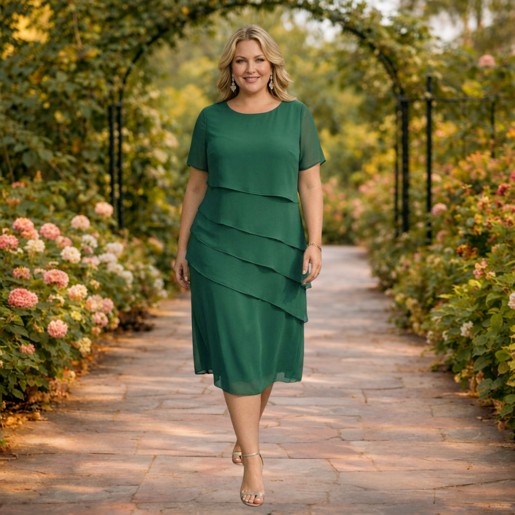 Alma | Layered Chiffon Midi Dress