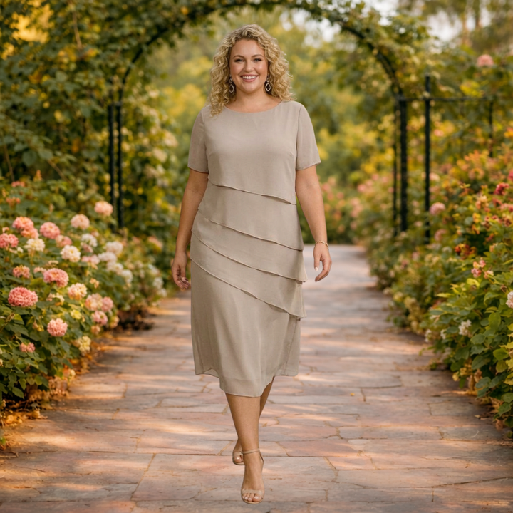 Alma | Layered Chiffon Midi Dress