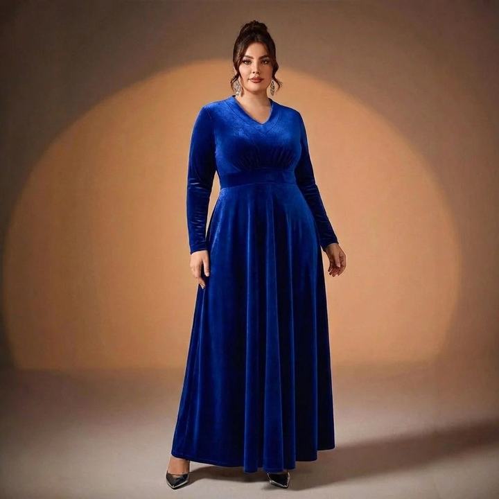 Maia | V-Neck Velvet Midi Dress