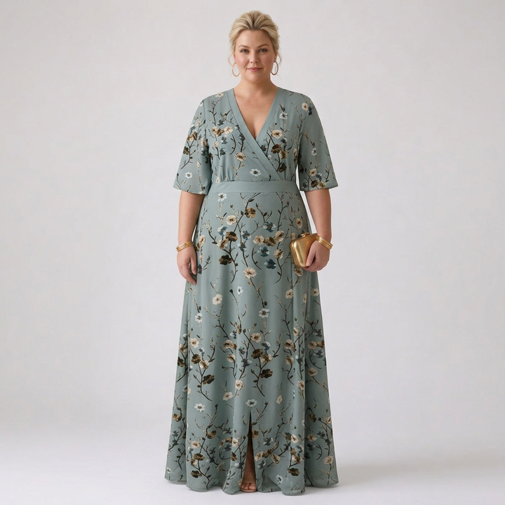 Stella &amp; Grace™ | Floral V Neck Short Sleeve Maxi Dress