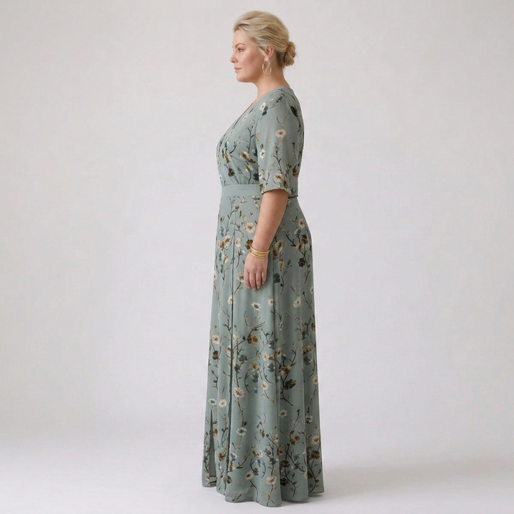 Stella &amp; Grace™ | Floral V Neck Short Sleeve Maxi Dress