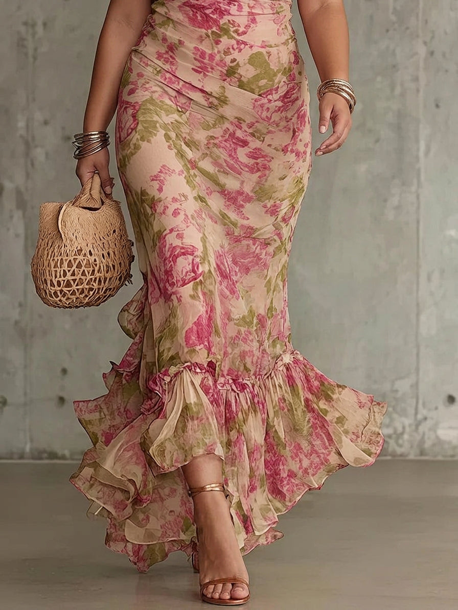 Faye | Vintage Rose Print Puff Sleeve Maxi Dress