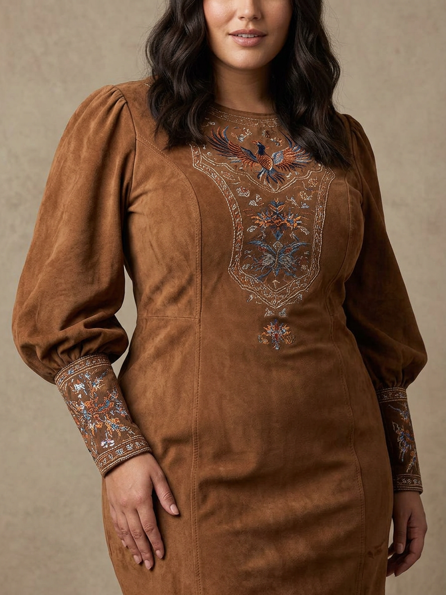 Short Dress with Suede Effect