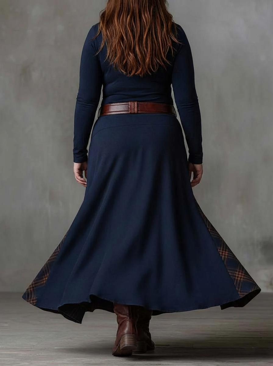 MALI | VINTAGE NAVY CHECK MAXI DRESS