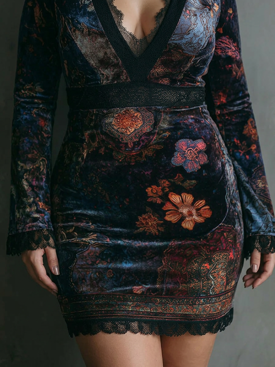 Nadia – Velvet Floral Mini Dress