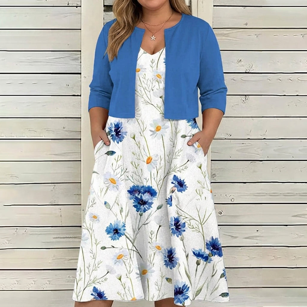 Junia - Floral Dress Two-Piece Set