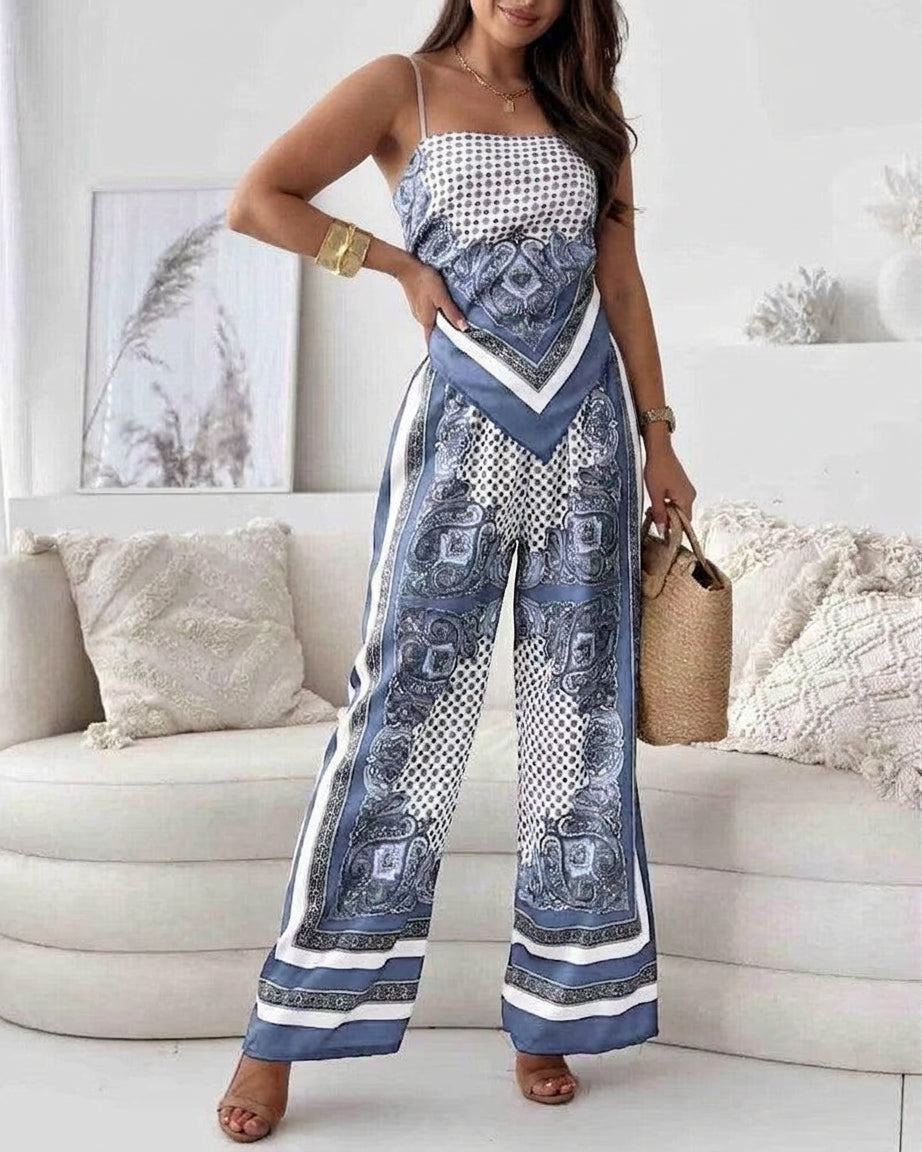 Wren | Vacation Ready Stylish Lace-Up Vest &amp; Trousers Two-Piece Set Dress