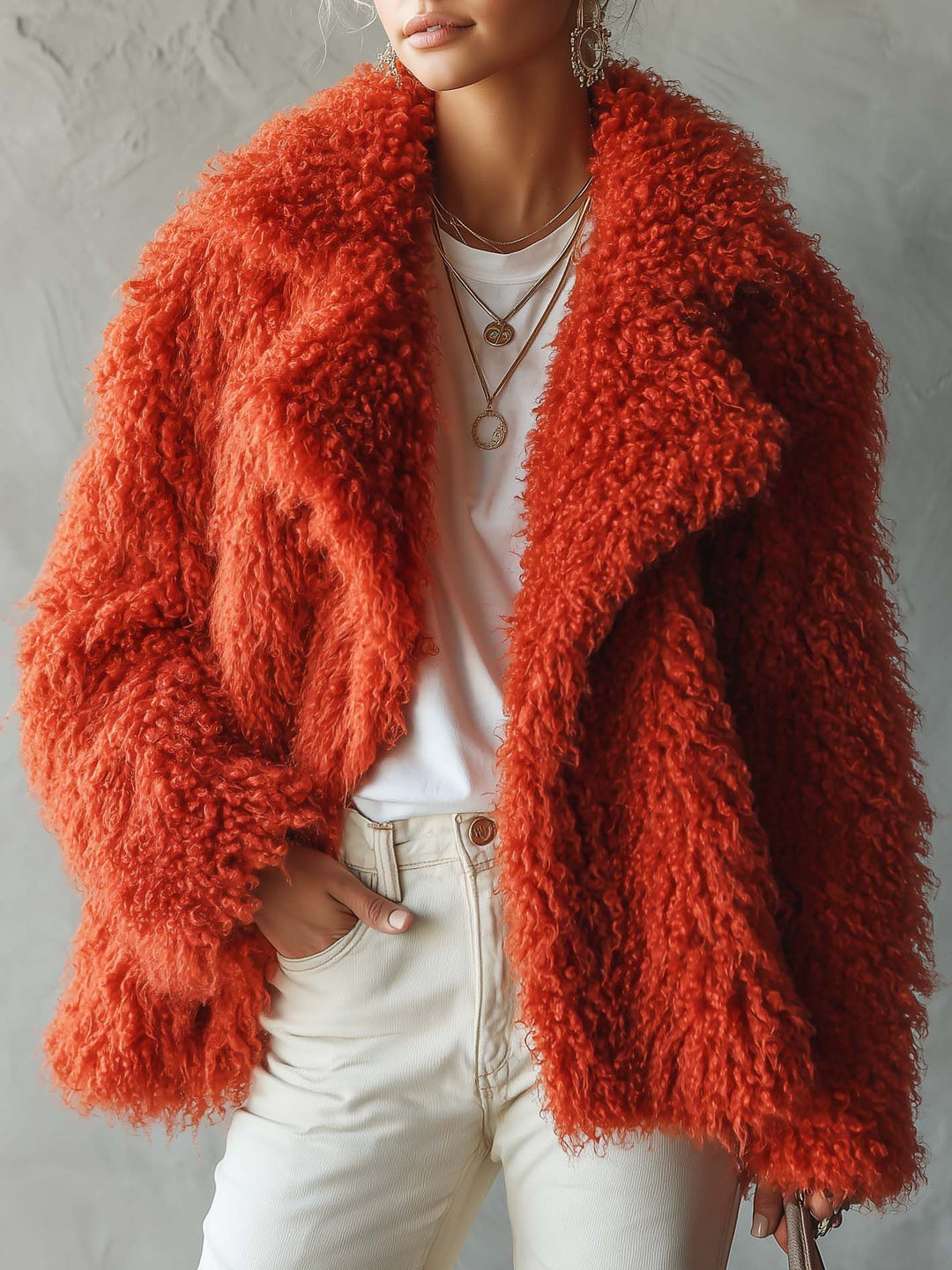 Thick teddy fleece jacket with a loose, cosy fit