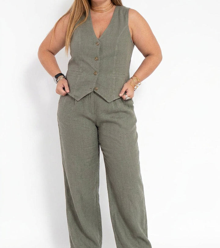 Seraphina – Co-ord Set Elegant Two-Piece With Waistcoat &amp; Trousers Wide-Leg
