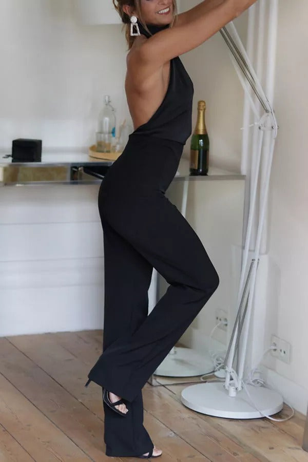 Yuki - Thriving All Night Satin Halter Neck Jumpsuit