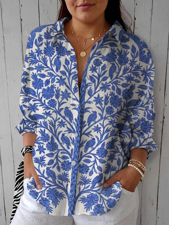 Ysolde – Blue Floral Blouse