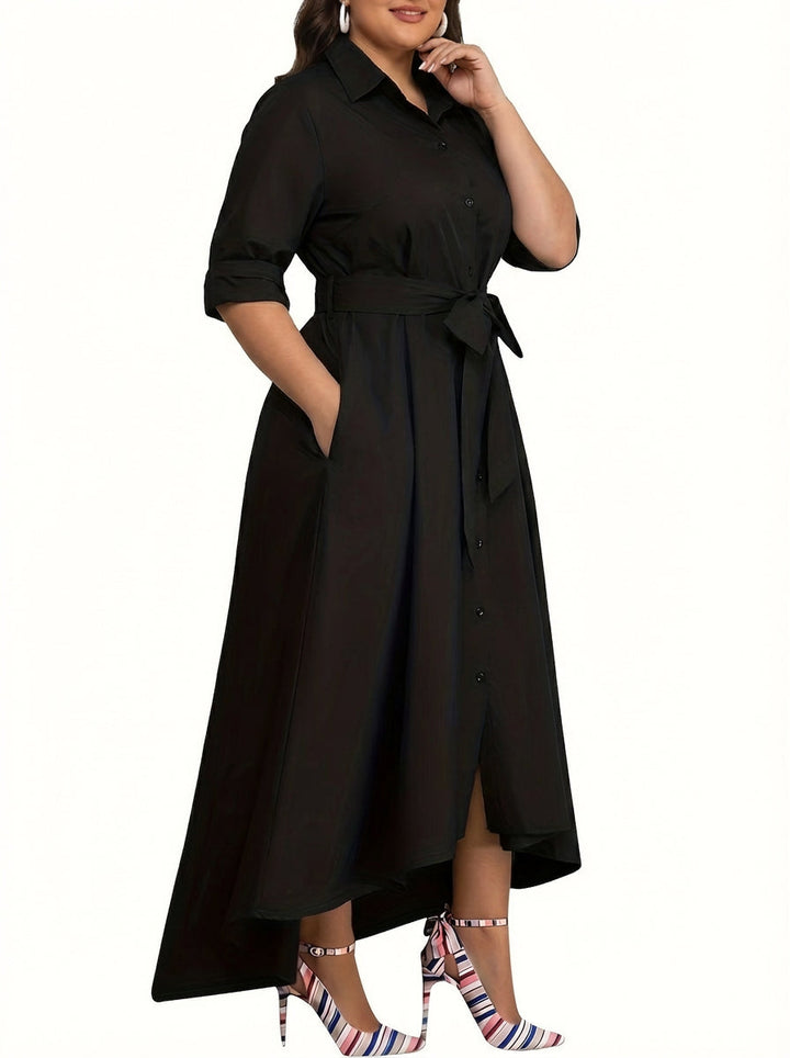 Clemence | Holiday Perfect Button-Front Maxi Dress