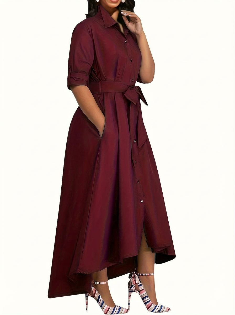 Clemence | Holiday Perfect Button-Front Maxi Dress