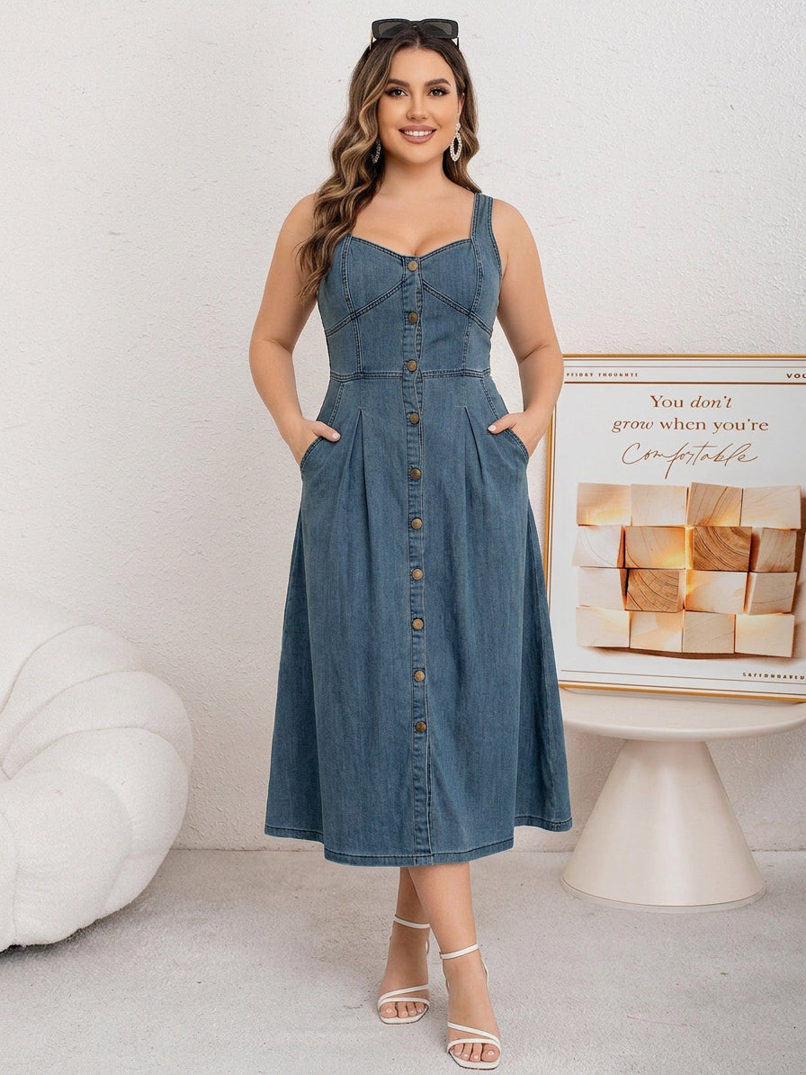 Cataleya Button-Fly Denim Dress