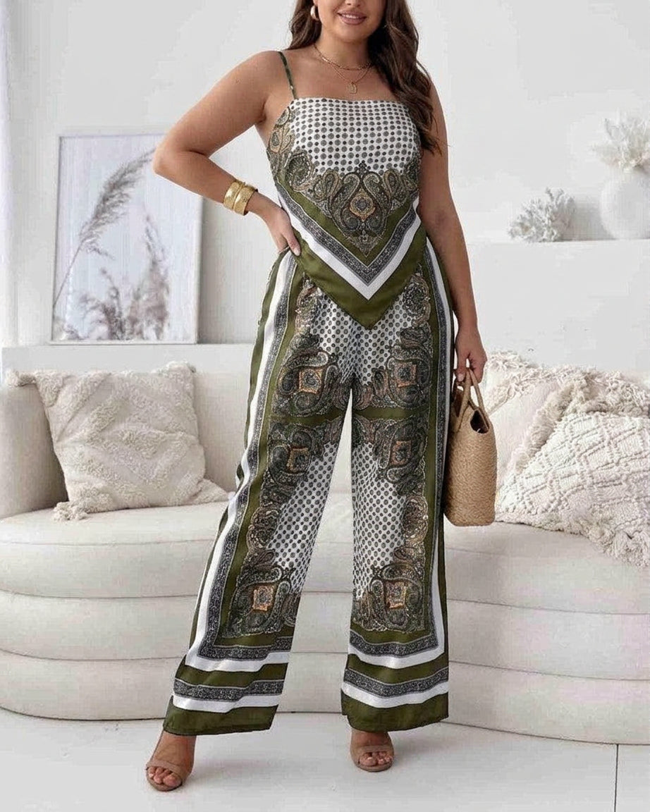 Wren | Vacation Ready Stylish Lace-Up Vest &amp; Trousers Two-Piece Set Dress