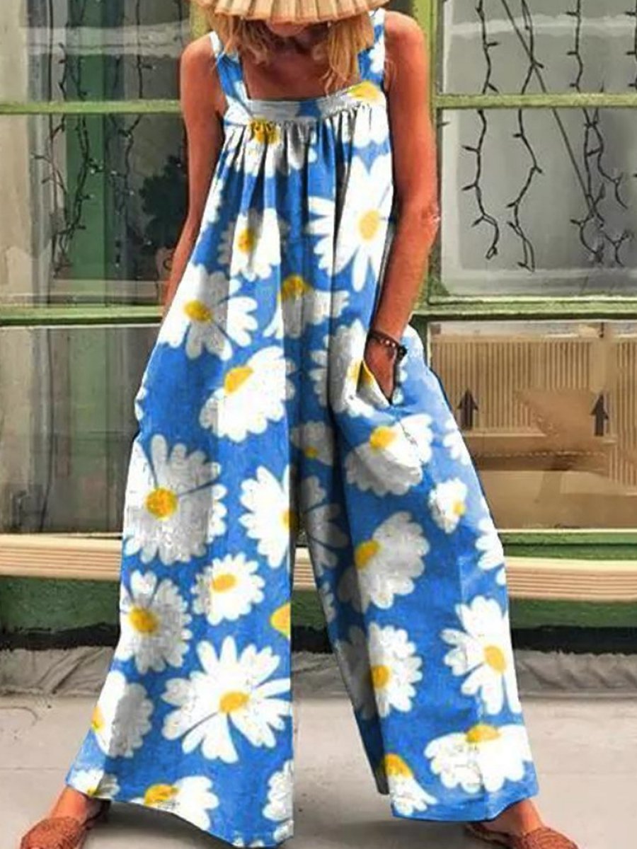 Saskia - Loose Multicolor Sunny Flower Print Jumpsuit