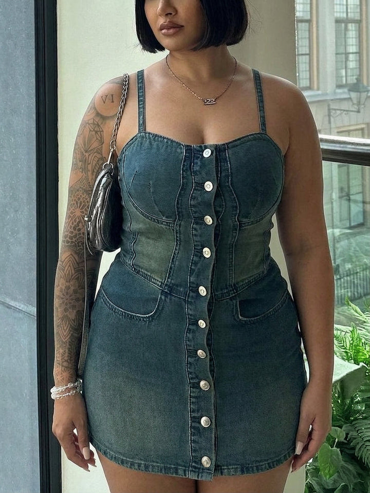 Rhian Single-breasted Suspender Dress