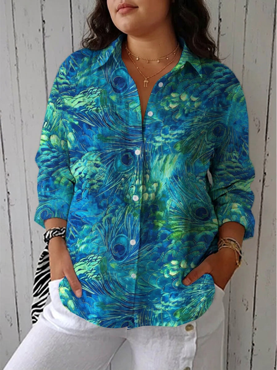 Nerissa – Blue Nature Print Blouse