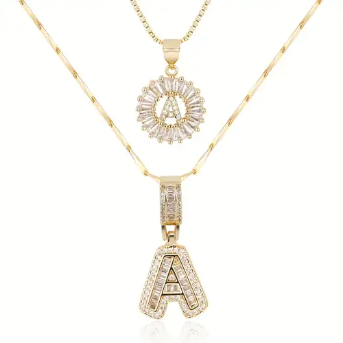 Selma letter initial necklace set | White Gold