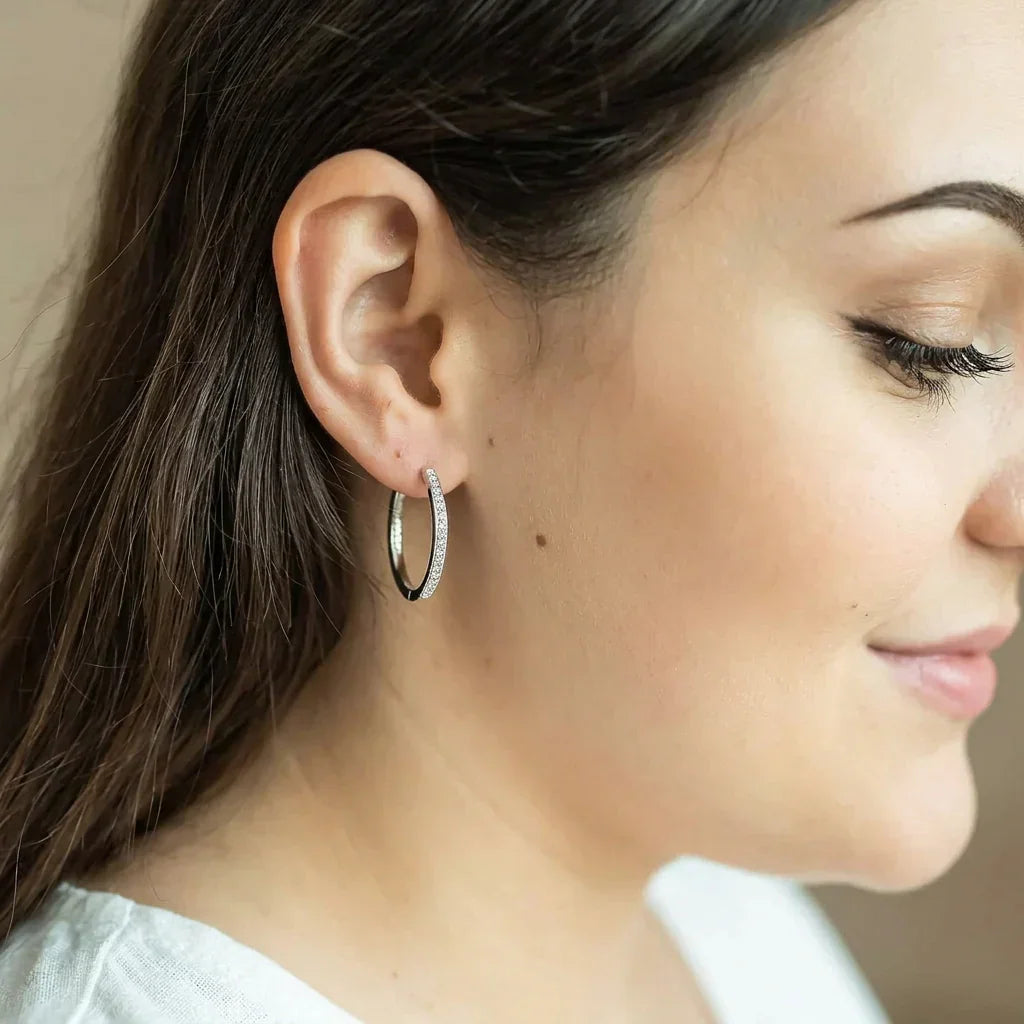 Lara Pave Earrings | White Gold