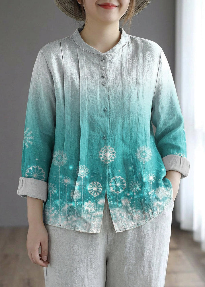 Marguerite - Women Yellow Elegant Button Fall Top Long Sleeve Linen
